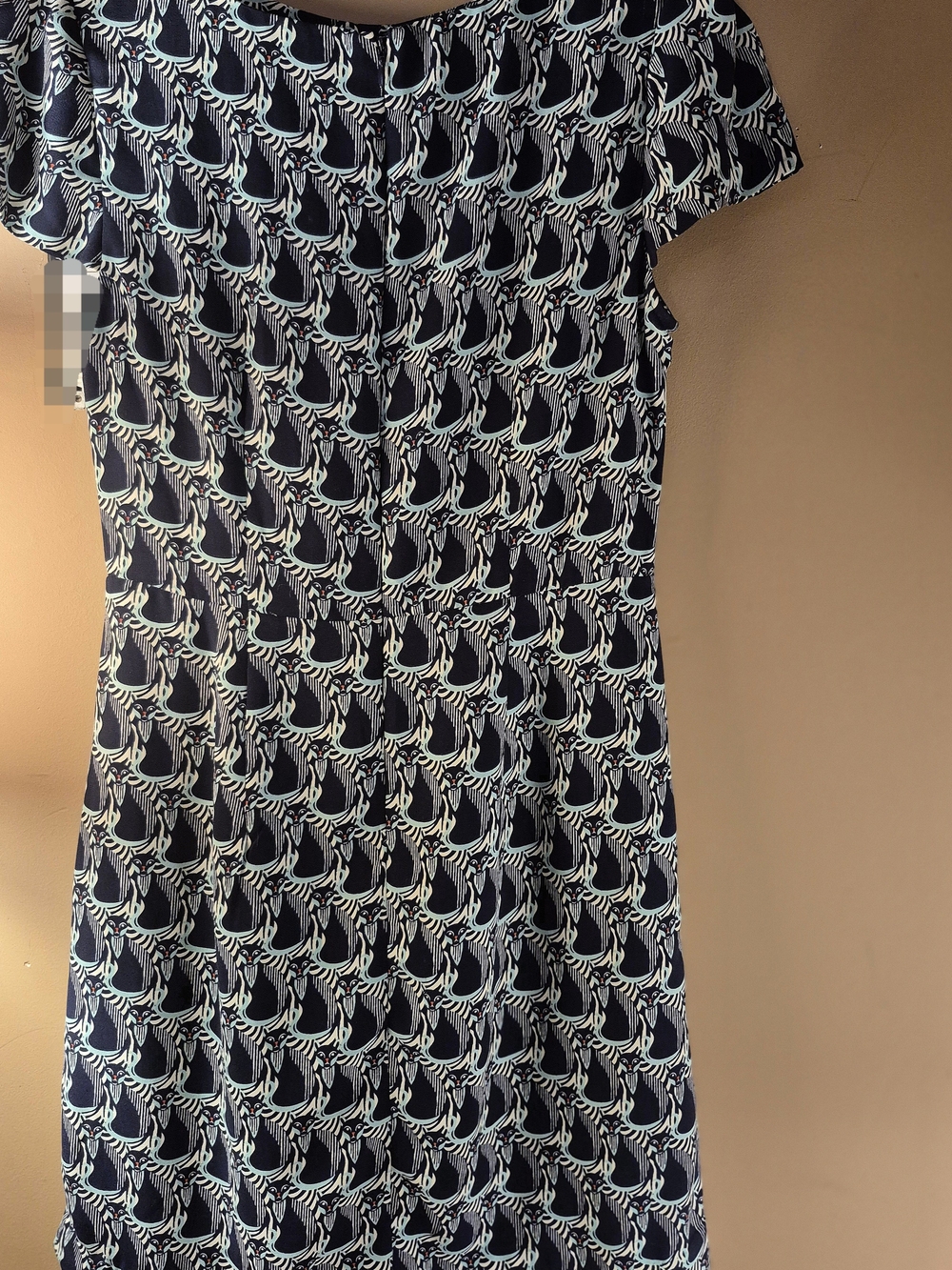 Romeo & Juliet Couture Navy and Mint Abstract Cat Print Dress